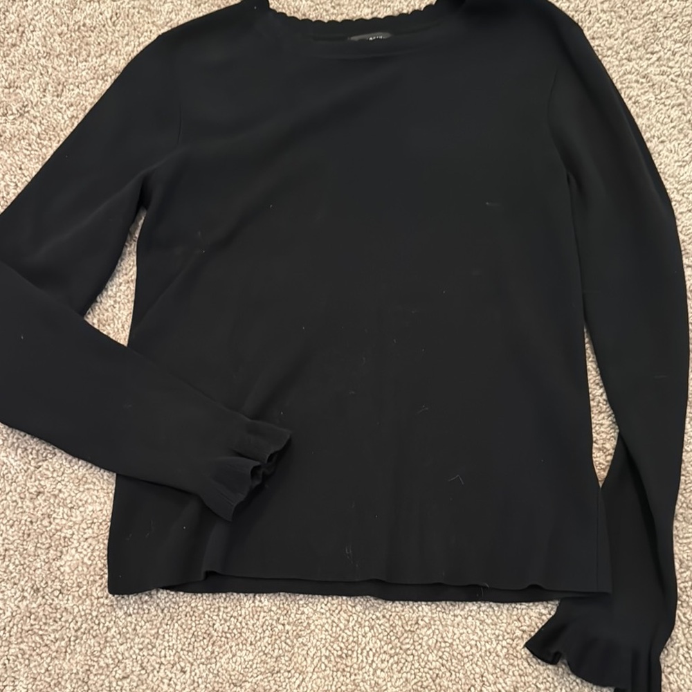 Halogen Black Fitted Ribbed Long Sleeve